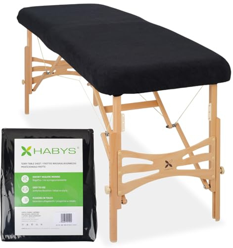 HABYS Frottee Bezug für klappbare Massageliegen | 1-teilig | 70-75/180-185 cm (Schwarz)
