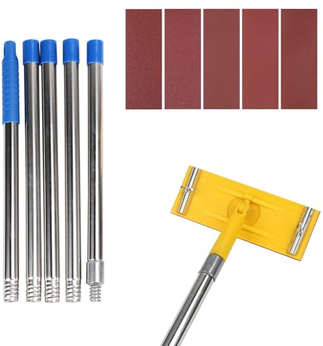 DSXVJHD Swivel Pole Sander, Heavy Duty Wall Sander with Extension Pole, 5 Sandpapers, 360° Wall Ceiling Floor Cleaning Polishing Kit Universal Screw for Drywall Painting Preparation (B)