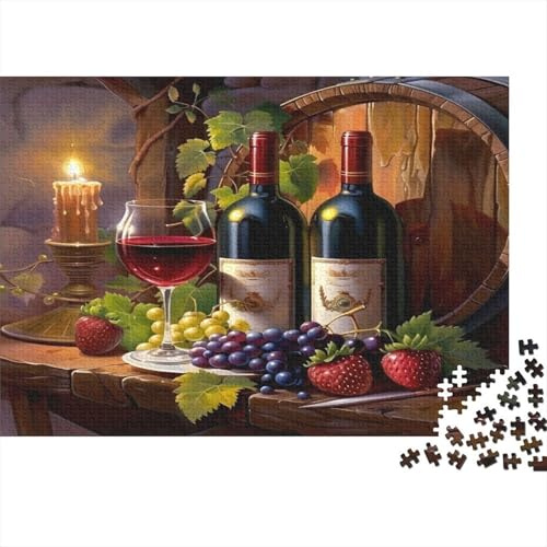 Wein & Trauben 1000-Teile Puzzle aus recyceltem Karton, Stillleben mit Wein & Obst, Premium & Detailreich, Herausfordernd für Frauen, Geschenk für Männer, 38x26cm