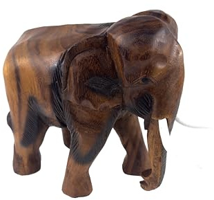 Kunsthandwerk Asien 1 Elefant laufend, Holz-Elefant, Höhe:30 cm