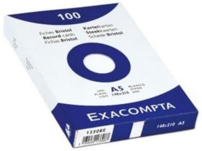 Exacompta 10828SE 100er Pack Karteikarten liniert DIN A5 in Folie eingeschweißt 14,8 x 21 cm ideal für die Schule und Universität zum Lernen gelb