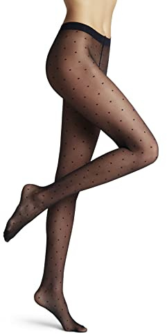 FALKE Women's Dot 15 Denier Tights, Patterned Stockings, Casual and Dress Clothing, Fine Sheer Transparent, Nylon, Blue (Marine 6179), XL, 1 Pair