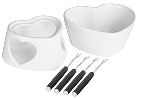 Premier Housewares Venus Fondue Set-Dolomite-White, Stainless Steel, 13 x 15 x 7 cm