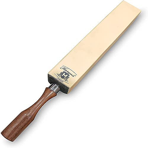 Haryali London Leather Strop - Paddle Strop - 4 sided Honing Tool - Straight Razor Strop - genuine Leather Sharpening Strop - Straight Razor Strop - for All types of Blades and Knives - wooden base