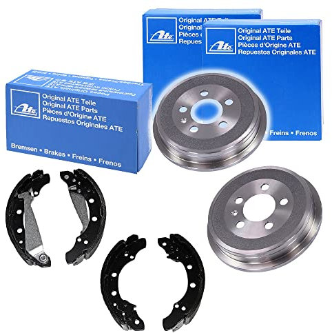 ORIGINAL ATE 2x BREMSTROMMEL Ø200 + 1x BREMSBACKENSATZ BREMSBACKEN MIT HEBEL SATZ SET KIT BREMSE BREMSEN BREMSENSATZ BREMSENSET BREMSENKIT HINTEN