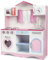 Leomark Cucina Rosa in legno, giocattolo per bambini, accessori per cucina, gioco in legno, fornello divertimento PINK PLAY dimensioni: 82x30x101(A) cm