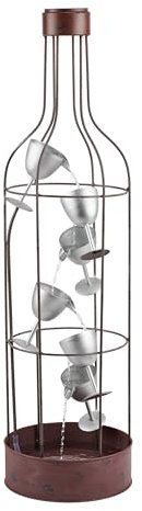Alpine Corporation IPS210 Alpine Metal Bottle Shaped Fountain with Tiering Wine Glasses, 44 Inch Tall Floor, 12 W x 12 L x 44 H, Brown