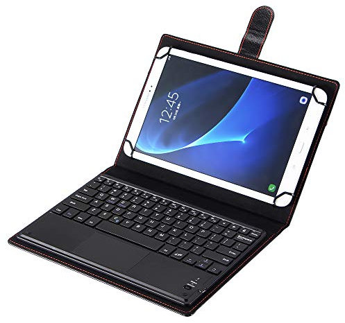 Funda Universal de Cuero para Teclado de Tableta de 10 Pulgadas, Funda para Teclado Samsung Galaxy Tab S3 9.7, Funda para Teclado Bluetooth de Cuero PU (Mouse DE Panel TÁCTIL)