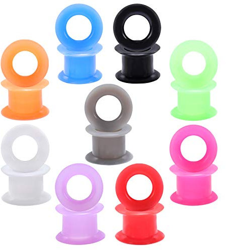 ZeSen Jewelry 9 paires Mix Couleur silicone souple Doble évasé Bouchons d'oreille Tunnels Expander oreille Jauges Perçant, Silicone, Silicone