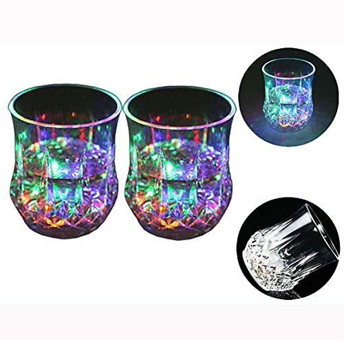 Zeerkeer LED Licht Weinbecher mit LED 5 LED Leuchten Acryl Plexiglas Nicht zerbrechlich wasserdichte Marble Textur PC Material für Party, Geburtstag, Nacht, Clubbing, Weihnachten(2)