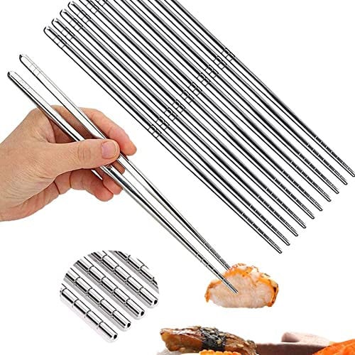 5 Pairs Stainlessl Chopsticks, metal Chopsticks Vacuum Hollow Non-Slip - ReusableChopsticks SetDishwasher Safe Used for Family Hotelrestaurant Hot Pot Noodles
