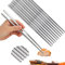 Juego de 5 pares de palillos de metal de acero inoxidable, reutilizables, ligeros, antideslizantes 304, aptos para lavavajillas, coreano japonés para cocinar de 8.9 pulgadas (plateado)