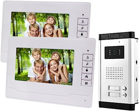 uoweky 7 '' Video-Türsprechanlage mit Gegensprechanlage RFID-Zugang Eingang Kamera Türklingel 2 Monitore Multi-Apartments/Familie/Zuhause
