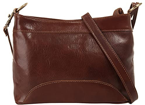 piké Umhängetasche echt Leder Damen | Made in Italy, Crossbody Bag, Handtasche aus Leder, Schultertasche verstellbar, Damentasche mit Smartphonefach | 020400