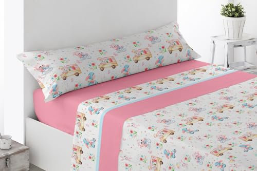 Energy Colors Textil - Hogar - Kid Bed - Juego Sábanas Cama 90 Térmicas Tipo Pirineo Polar 3 Piezas Invierno Otoño (Conejitos)