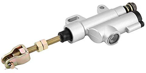 Bomba Freno Trasero Moto - Pompa Freno A Pedale Posteriore in Lega di Alluminio Pompa Freno A Pedale Idraulico Freno Posteriore per Motocicletta ATV per Dirt Bike(Argento)