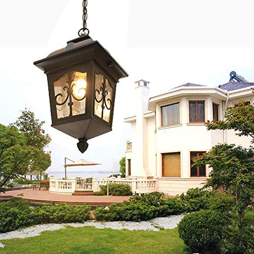 Chao Zan Retro Außenpendelleuchte Antiker Anhänger E27 1x MAX 60W Hängelampe Metall Wegbeleuchtung Garten Balkon Hof Trauben Rahmen Hängende Lichter Φ14*H29CM