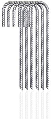 G&B Steel Ground Stakes Heavy Duty Galvanized Steel J Hooks Anchors, Garden Stake Pegs for Camping Tents Trampoline Canopies Animals Playset Sheds Car Ports Swing Sets - 12 Inch (12)
