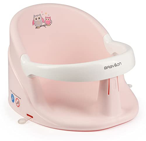 BABYLON Anatomischer Baby Badewannensitz Nemo. Badesitz Baby mit Anti-Rutsch Saugnäpfe von 6Monaten. Badewannen Zubehör für Mädchen und Jungen, Babywanneneinsatz Rosa