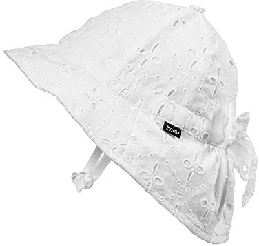 Elodie Details Sonnenhut für Babys, Kleinkinder und Kinder mit breiter Krempe und Nackenschutz, aus zertifizierter Oeko-Tex Baumwolle mit UV Sonnenschutz, Embroidery Anglaise, 1-2 Jahre