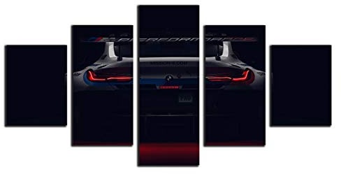 Annick Goutal 5 Bedienfeld Wandkunst Moderne BMW M4 Sportwagen Poster Print Leinwand Malerei Luxusfahrzeug Geschwindigkeit Bild Wohnzimmer Wohnkultur (10,75x150 cm(Holzrahmen))