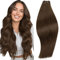RUNATURE Echthaar Tressen Zum Einnähen Braun Remy Menschliches Haar 45cm Tressen Echthaar Braun Extensions 100g Glatt Echthaar Tressen Extensions Braun Farbe #4