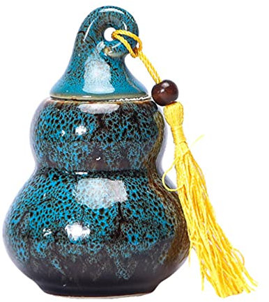 BESPORTBLE Teedose Keramik Chinesischer Stil Vintage Blau Wu Lou Kürbis Vorratsdose mit Deckel Kekse Tee Kaffee Süßigkeiten Snack Gewürz Getreide Aufbewahrung