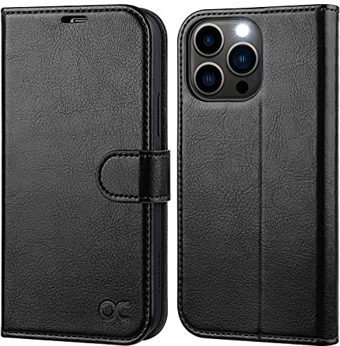 OCASE Etui Coque iPhone 13 Pro, Antichoc TPU Housse iPhone 13 Pro Cuir PU Portefeuille Etui [RFID Blocage] [Béquille] [Fentes pour Cartes] Coque pour iPhone 13 Pro (6,1 Pouces) - Noir