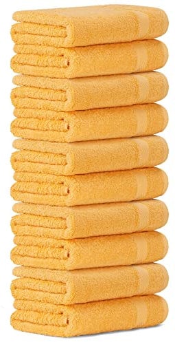 Luckytowel 10er Set Handtücher 50x100 cm 100% Baumwolle, 600g/m² Oeko-Tex Handtuch-Set 10er Pack Gelb