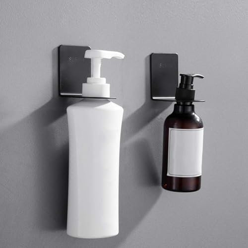 2PCS Soap Bottle Dispenser Holder, Wall Mount Black Stainless Steel Soap Pump Bottle Dispenser Holder Stand Hanger Bathroom Kitchen Supplies
