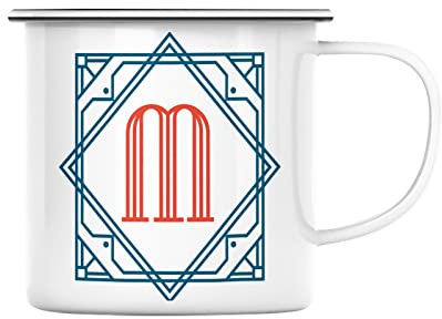 Fabulous Mug en Métal Emaillé Art Deco Initiales Nom ou Texte Personnalisable Cadeau Anniversaire Celebration Amis Geometrique Minimaliste