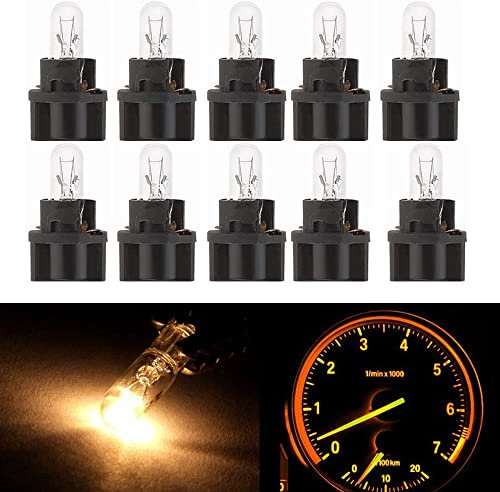 Weihong 10 pièces lampe de support de lampe en verre W2W T5 12V 2W lampe de signalisation incandescente lampe de voiture halogène avec support de lampe noir
