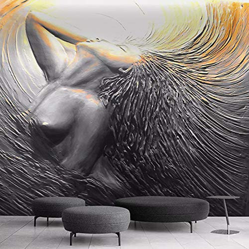 Vlies Fototapete Schwarzes Mädchen Relief 3D Effekt Vlies Tapeten Wandtapete XXL Moderne Wanddeko Wohnzimmer Schlafzimmer Büro Flur 200 cm B x150 cm H