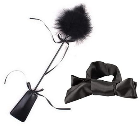 XaiYimee Bandeau avec Plume Fouet Tickler Fouet en Cuir pour Les Yeux