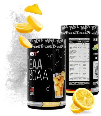 BCAA&EAA ZERO 520g | BCAA Pulver | EAA Pulver | Aminosäuren EAAs und BCAAs Vegan | Instant | 7,66 g Aminosäuren | Kein Farbstoff | mit vitamin B6 | Deutschland | (Lemone Ice Tea)