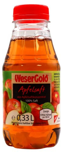 WeserGold Apfelsaft klar 100% Saft, 24er Pack (24 x 0.33 l) EINWEG