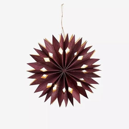 Madam Stoltz Scheune Rotfurnier Papierstern mit Licht 30 cm