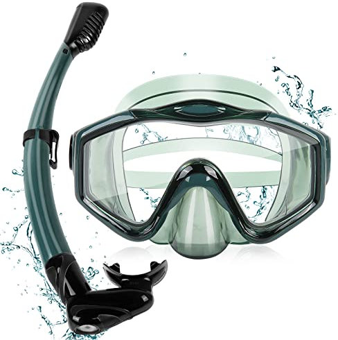 Schnorchelset Erwachsene Tauchmaske Taucherbrille mit Schnorchel Volltrocken für Herren und Damen Anti-Leck & Anti-Fog