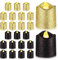 ENERGETIC 24 Paquets de Bougies Votives DoréEs à Paillettes Noires LED Bougies Chauffe-Plat à Piles Support de LumièRe Jaune Chaud