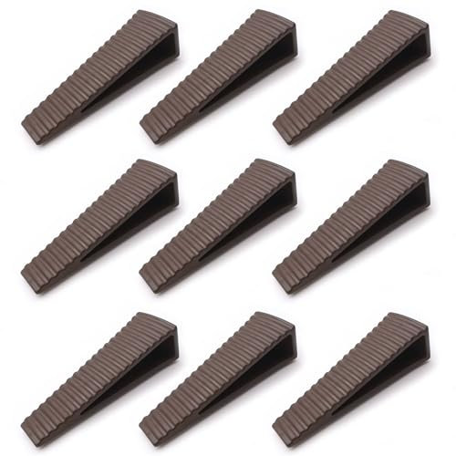 Fermoporta ferma porta da pavimento adesivo 9 pezzi cuneo casa bianco marrone in gomma porta plastica terra (Marrone)