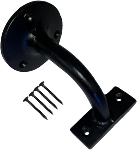 Handlaufhalterungen aus Gusseisen 63 mm mit Schrauben, robuste Wand-Treppenstütze, Geländerschiene, Halterungen für Treppen, Handlaufhalter mit passenden Schrauben, 5 Stück