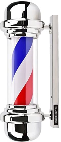 precious harvest Barbier Pole，LED-Lichtquelle,Wandmontage, rot, blau und weiß Barbershop rotierende Leuchte Lampe, klassische Schilder für Friseursalon, 58cm