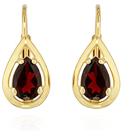 NKlaus Paar Brisur Ohrhänger echt Granat 333 Gelb Gold 8 Karat 14x6mm Damen Ohrringe 11919