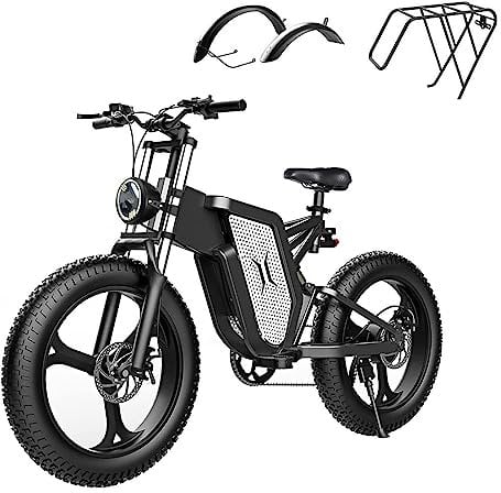 X20 Electric Bicycle, 200OW Motor, 20 x 4.0 Fat Tire Electric Bike for Adults, 48V 25AH Removable Battery, 55 & 25KM/H, Snow Beach Mountain E-Bike with Dual Hydraulic Shock Absorber & Pedal Assist