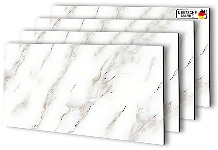 AS Country Stone Wandpaneele in Marmoroptik | 60x120 cm | 4 Stück | PVC Wandverkleidung aus Kunststoffplatten für Küche, Bad & mehr | Küchenrückwand Platte Wandpaneel | Ice Berg Beige