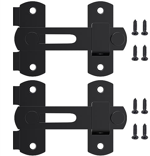 2 PCS Stainless Steel Black Door Lock,Safety Door Latch,Flip Latch for Door and Window