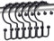 Lot de 12 crochets de rideau de douche double face noirs antirouille en acier inoxydable pour rideau et doublure, chromé.