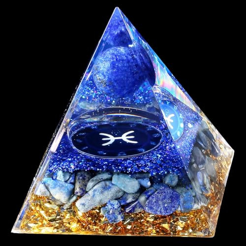 XIANNVXI Fisch Pyramide Kristalle Lapislazuli Stein Pyramiden Sternzeichen Esoterik Spirituell Astrologie Geschenke 12 Constellation - Fisch
