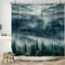 ASDCXZ Wald Duschvorhang 240x180 cm, Naturlandschaft Blau Grün Nebel Wald Dschungel Berggipfel Wolke Bad Waschbar Duschvorhänge Polyester Textil Wasserdicht Badevorhang für Badewanne mit 12 Haken