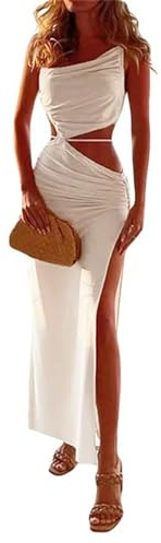 Juketron 2024 Verano Playa Casual Sexy Hueco Espalda Descubierta Atar Slip Vestido de Mujer de Corte bajo sin Mangas Ajustado Maxi Vestido para Fiesta de Club